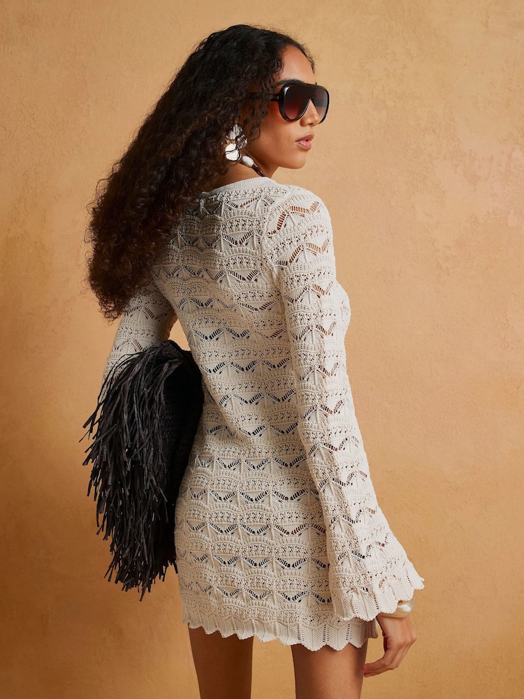 River Island Crochet Boat Neck Mini Dress - Imagen 2 de 4