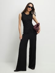 River Island Black Sleeveless Texture Button Through Top - Image 4 of 4