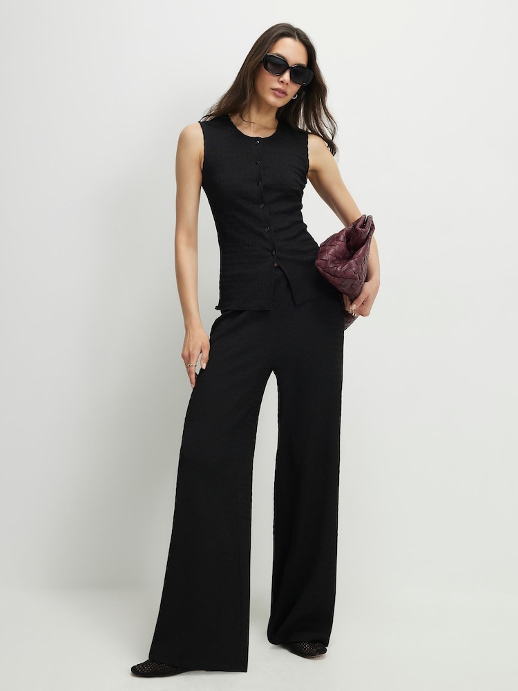 River Island Black Sleeveless Texture Button Through Top - Image 4 of 4
