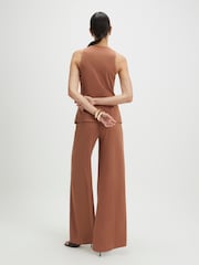River Island Brown Collarless Asymmetric Jumpsuit - Image 4 of 4