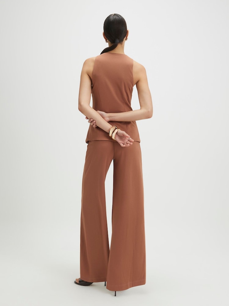 River Island Brown Collarless Asymmetric Jumpsuit - Image 4 of 4 River Island Brown Collarless Asymmetric Jumpsuit - Image 4 of 4