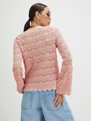 River Island Pink Crochet Boat Neck Jumper - Image 4 of 4
