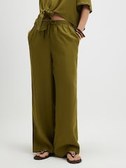 River Island Green Linen Blend Pull On Trousers - Image 1 of 4