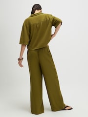 River Island Green Linen Blend Pull On Trousers - Image 2 of 4