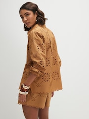River Island Brown Poplin Cutwork Shirt - Image 2 of 4