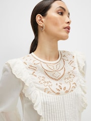 River Island Cream Cutwork Ruffle Blouse - Image 2 of 4