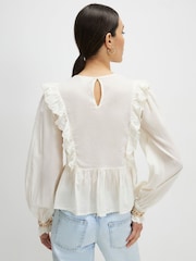 River Island Cream Cutwork Ruffle Blouse - Image 4 of 4