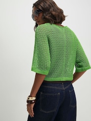 River Island Green Crochet Short Sleeve Top - Image 4 of 4