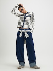 River Island White Stripe Denim Hybrid Cardigan - Image 4 of 4