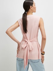 River Island Pink Crochet V-Neck Tie Back Top - Image 2 of 4
