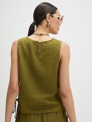 River Island Green Sleeveless Linen Blend Tank Top - Image 2 of 4