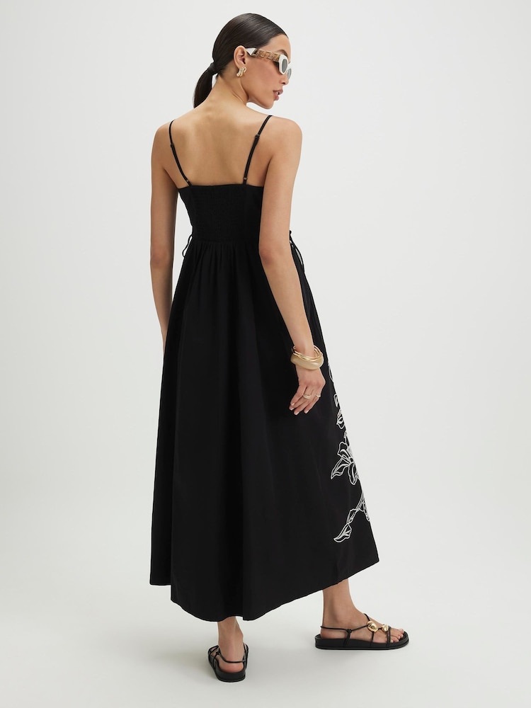 River Island Black Cutwork Tie Side Midi Dress - Image 4 of 4 River Island Black Cutwork Tie Side Midi Dress - Image 4 of 4
