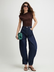 River Island Brown Grown On Sleeve Fitted Knit Top - Image 3 of 4