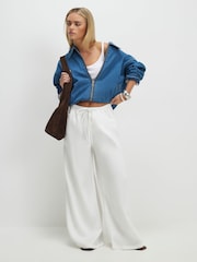 River Island White Petite Pull On Denim Wide leg Jogger - Image 1 of 4