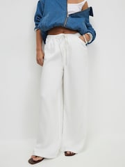 River Island White Petite Pull On Denim Wide leg Jogger - Image 3 of 4