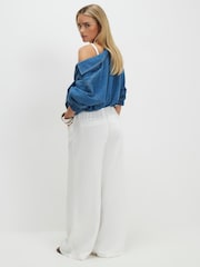 River Island White Petite Pull On Denim Wide leg Jogger - Image 4 of 4