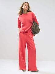 River Island Red Premium Wide Leg Joggers - Image 1 of 4