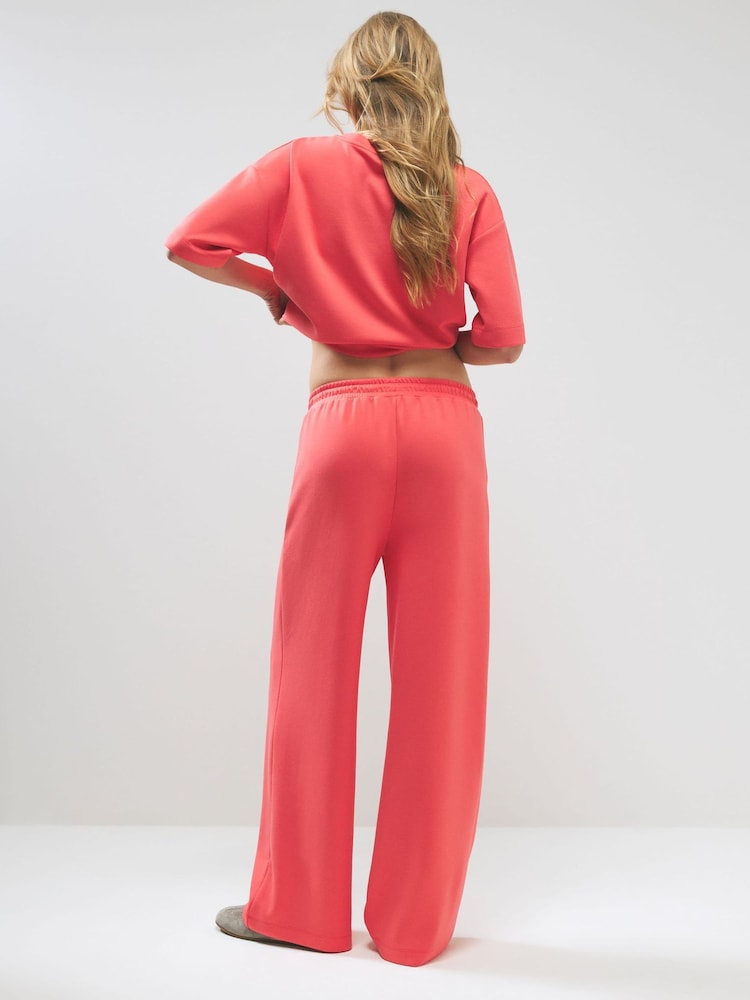 River Island Red Premium Wide Leg Joggers - Image 2 of 4