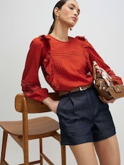 River Island Blue Tailored Longline Denim Shorts - Image 3 of 4