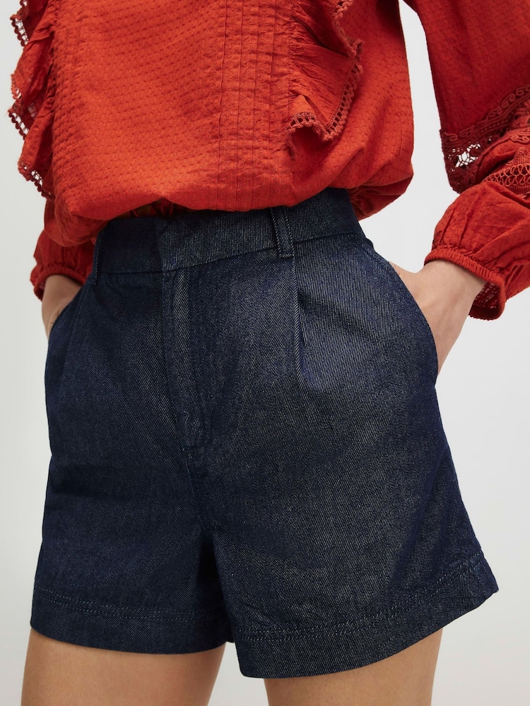 River Island Blue Tailored Longline Denim Shorts - Image 4 of 4 River Island Blue Tailored Longline Denim Shorts - Image 4 of 4