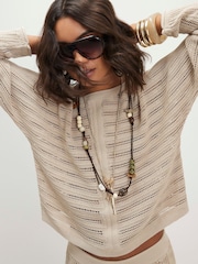 River Island Natural Tape Yarn Knitted Jumper - Image 1 of 4