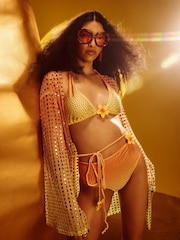 River Island Orange Terry De Havilland Ombre Hotfix Bikini Set - Image 1 of 4