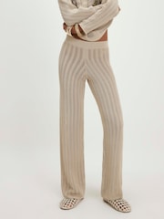 River Island Natural Tape Yarn Knitted Wide Leg Jogger - Image 2 of 4