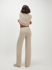 River Island Natural Tape Yarn Knitted Wide Leg Jogger - Image 4 of 4