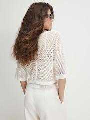 River Island White Open Knit Short Sleeve Top - Image 2 of 4