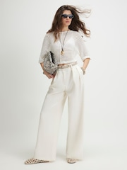 River Island White Open Knit Short Sleeve Top - Image 4 of 4