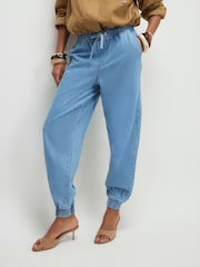 River Island Blue Cuffed Denim Jogger - Image 2 of 4