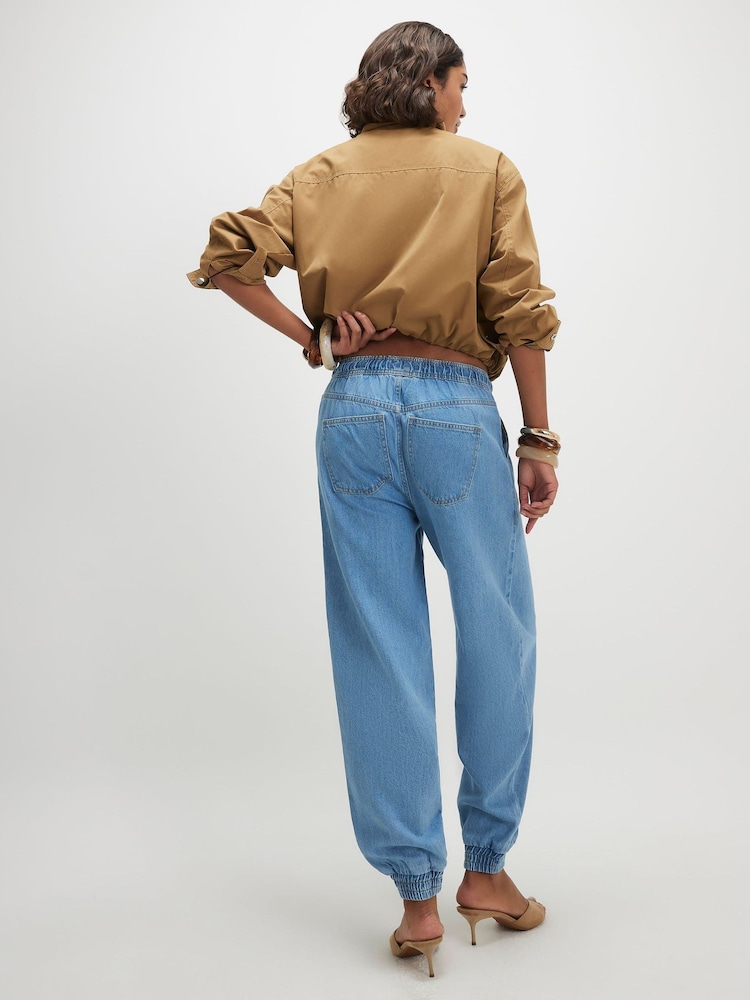 River Island Blue Cuffed Denim Jogger - Image 4 of 4
