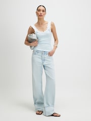 River Island Blue Floral Diamante Trim Tank Top - Image 3 of 4