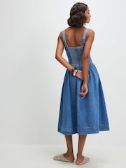 River Island Blue Seamed Denim Midi Dress - Image 1 of 4