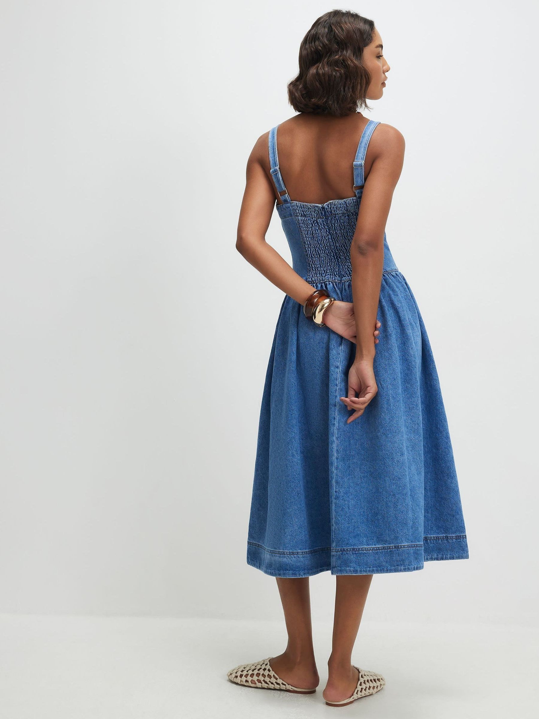 Buy River Island Blue Seamed Denim Midi Dress from Next USA