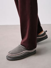 Grey Signature Tape Suede Slippers - Image 1 of 6