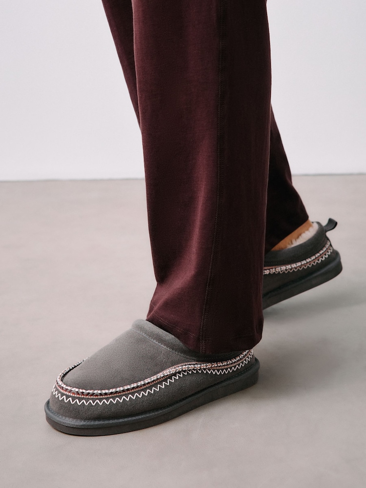 Grey Signature Tape Suede Slippers - Image 1 of 6