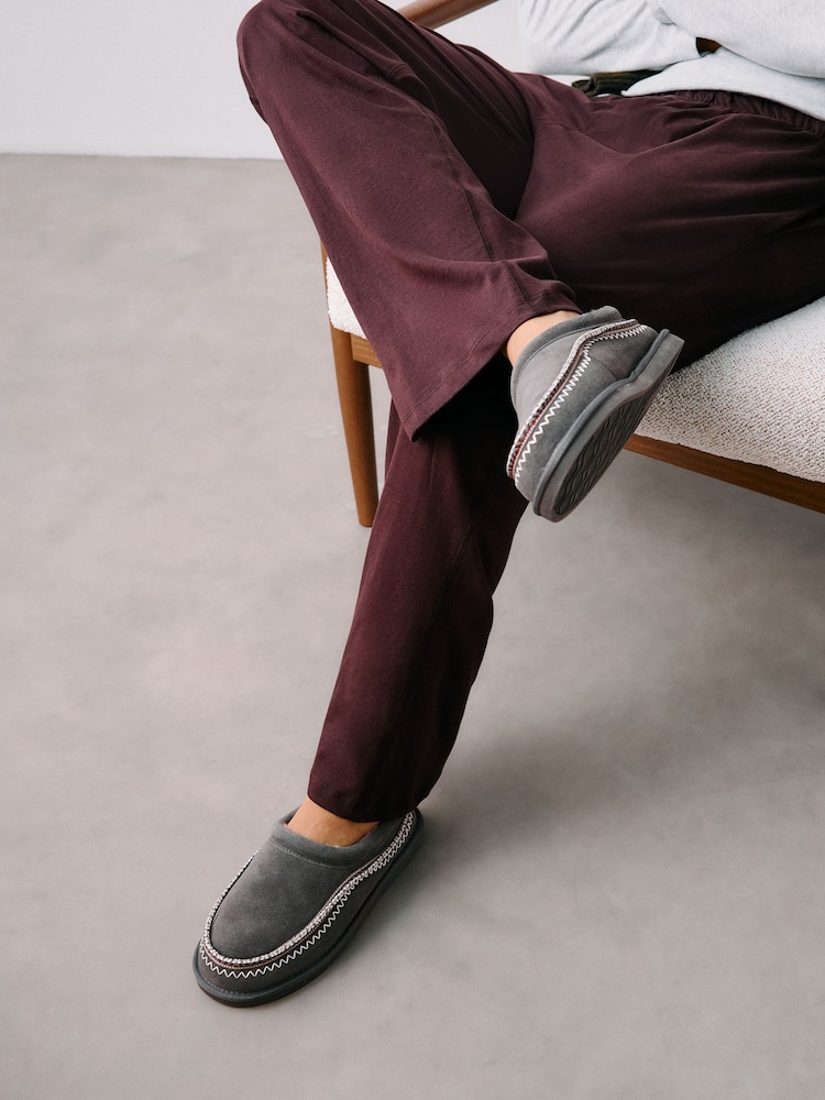 Grey Signature Tape Suede Slippers - Image 2 of 6
