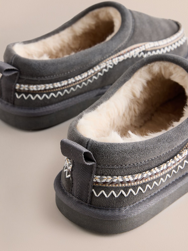Grey Signature Tape Suede Slippers - Image 6 of 6