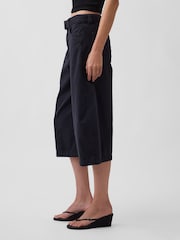 Schwarz - Gap Mid Rise Belted Culotte Barrel Trousers - Bild 3 von 5
