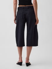 Schwarz - Gap Mid Rise Belted Culotte Barrel Trousers - Bild 4 von 5