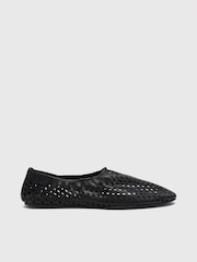 Whistles Black Lasercut Ballet Pumps - Image 2 of 4