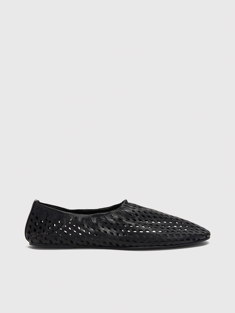 Whistles Black Lasercut Ballet Pumps - Image 2 of 4 Whistles Black Lasercut Ballet Pumps - Image 2 of 4