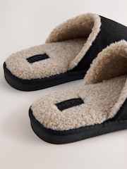 Black Microsuede Mule Slippers - Image 5 of 7