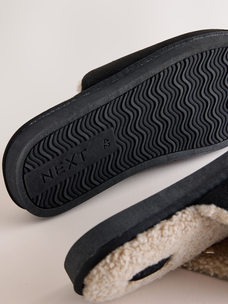 Black Microsuede Mule Slippers - Image 7 of 7 Black Microsuede Mule Slippers - Image 7 of 7