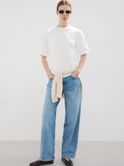 Mango White Cotton Blend Crew Neck T-Shirt - Image 1 of 7