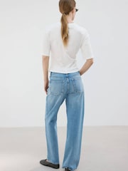 Mango White Cotton Blend Crew Neck T-Shirt - Image 2 of 7