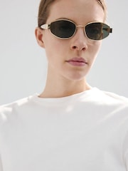 Mango White Cotton Blend Crew Neck T-Shirt - Image 4 of 7