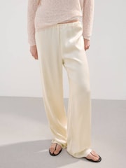 Mango Cream Satin Wide Leg Trousers - Image 3 of 7