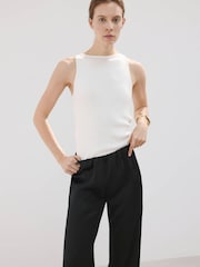 Mango Black Satin Wide Leg Trousers - Image 3 of 7